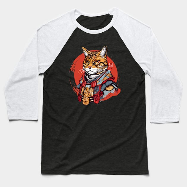 Samurai Cat Baseball T-Shirt by Urban Warriors